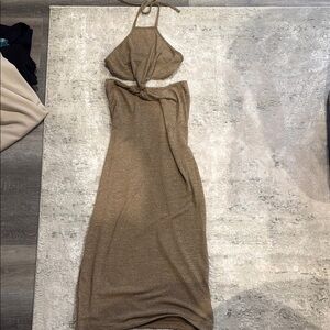Elegant Gold Halter Dress
